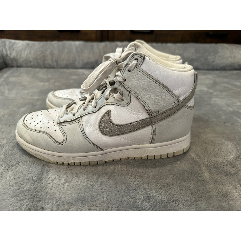 Women's Nike High Dunks gray and white silver sparkle Size 8 - Picture 4 of 8